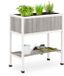 Relaxdays Moestuintafel Hout - 80,5 x 74 x 38 cm - met folie - grijs-wit