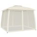 vidaXL Prieel met gaaswanden en dubbel dak, crème, 2,93 x 2,93 m, staal