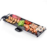 Swiss Haus® TP70 Bakplaat L – 1800W Elektrische Grillplaat – Gourmet - PFAS Vrij – 70x23 cm – Afneembare Thermostaat & Handgrepen – Vetopvangbak – Teppanyaki - Tafelgrill voor 6-8 Personen – Zwart