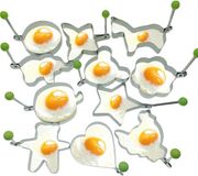 Œufs au plat sans marque pour la poêle, 11 pièces, moule à œuf au plat en acier inoxydable, poêle à œuf au plat avec poignée