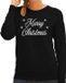 Bellatio Decorations Shoppartners Bv Kersttrui voor dames - zwart - Merry Christmas - in zilveren glitter letters - kerstdiner kleding - lange mouwen S