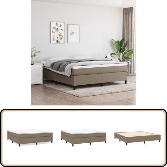 vidaXL Boxspring met matras stof taupe 180x200 cm