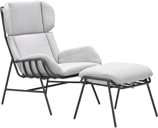 Garden Impressions Fresno loungestoel incl. voetenbank - donker grijs