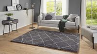 Mint rugs Hoogpolig vloerkleed geruit Allure - donkergrijs/crème 120x170 cm