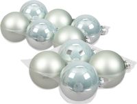 Merkloos / Sans marque 20x stuks glazen kerstballen mintgroen (oyster grey) 8 en 10 cm mat/glans - Kerstversiering/kerstboomversiering