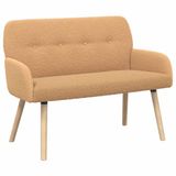 vidaXL 2-zitsbank met massief houten poten Beige Bouclé