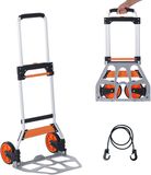 VEVOR Steekwagen Opvouwbare Transportwagen Van 125 Kg Gemaakt Van Aluminiumlegering En Kunststof Stapelwagen met Verstelbare Handgreep 820-1105mm Opvouwbare Trolley Inclusief Bindtouw Compact Formaat voor Opslag