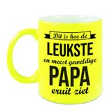 Mok neon geel 330 ml - cadeau verjaardag / Vaderdag