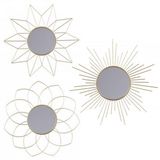 Natural Living Wandspiegel set Sunflower - goud - 3-delig - metaal - rond - 3x D25cm