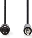 Nedis Câble audio DIN - DIN 5 broches mâle - 3,5 mm mâle - Nickelé - 2,00 m - Rond - PVC - Noir - Étiquette