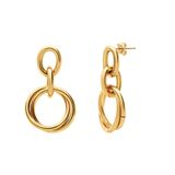 Lucardi Dames Stalen goldplated oorbellen rond dubbel