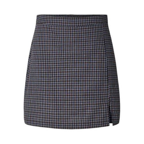 PIECES geruite korte rok - donkerblauw