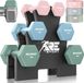 RE:SPORT® Set de haltères 3 paires 1kg–3kg, 12kg avec support et 3x bandes de fitness | Haltères en néoprène antidérapants pour femmes et hommes | Haltères Set