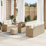 vidaXL Tuinbank Set 8-delig 5 zitplaatsen Beige en Crèmewit