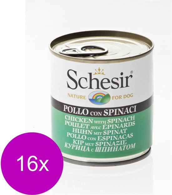 Schesir Hond Blik Gelei 285 g - 16 x Kip&Spinazie