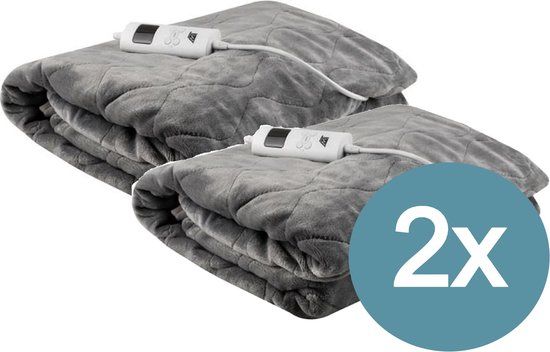 Elektrische onderdeken - 180x180 cm - Fleece - Grijs - 3 warmtestanden - Timer - Automatische uitschakeling