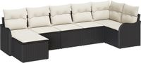 vidaXL Tuinbank - Set - Zwart - Poly - Rattan