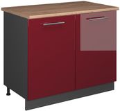 Vicco Wastafelkast Fame-Line, Bordeauxrode hoogglans/Antraciet, 100 cm, WB Eik