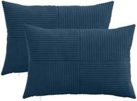 vidaXL Kussensloop 2 stuks ALMELO Marineblauw 30 x 50 cm corduroy