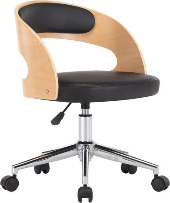 VidaXL Bureau- en computerstoel, Zwart, Katoen, Kunstleer, Metaal
