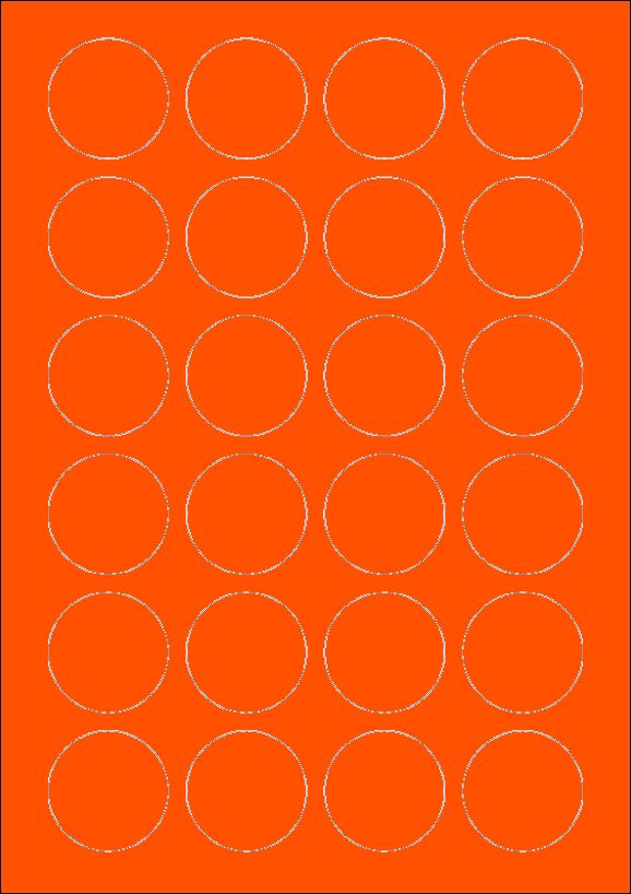 Panda - Oranje A4 etiketten 40 mm rond 100 vel