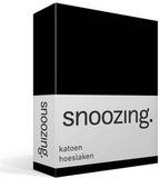 Snoozing - Katoen - Hoeslaken - Lits-jumeaux - 160x220 cm - Zwart