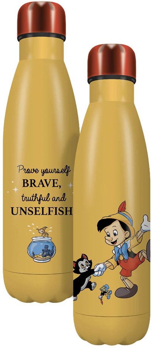 Half Moon Bay Pinocchio Water Bottle Brave geel
