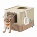 Feandrea Songmics Kattenbak met deksel en schepje - Zandbeige/Karamelbruin