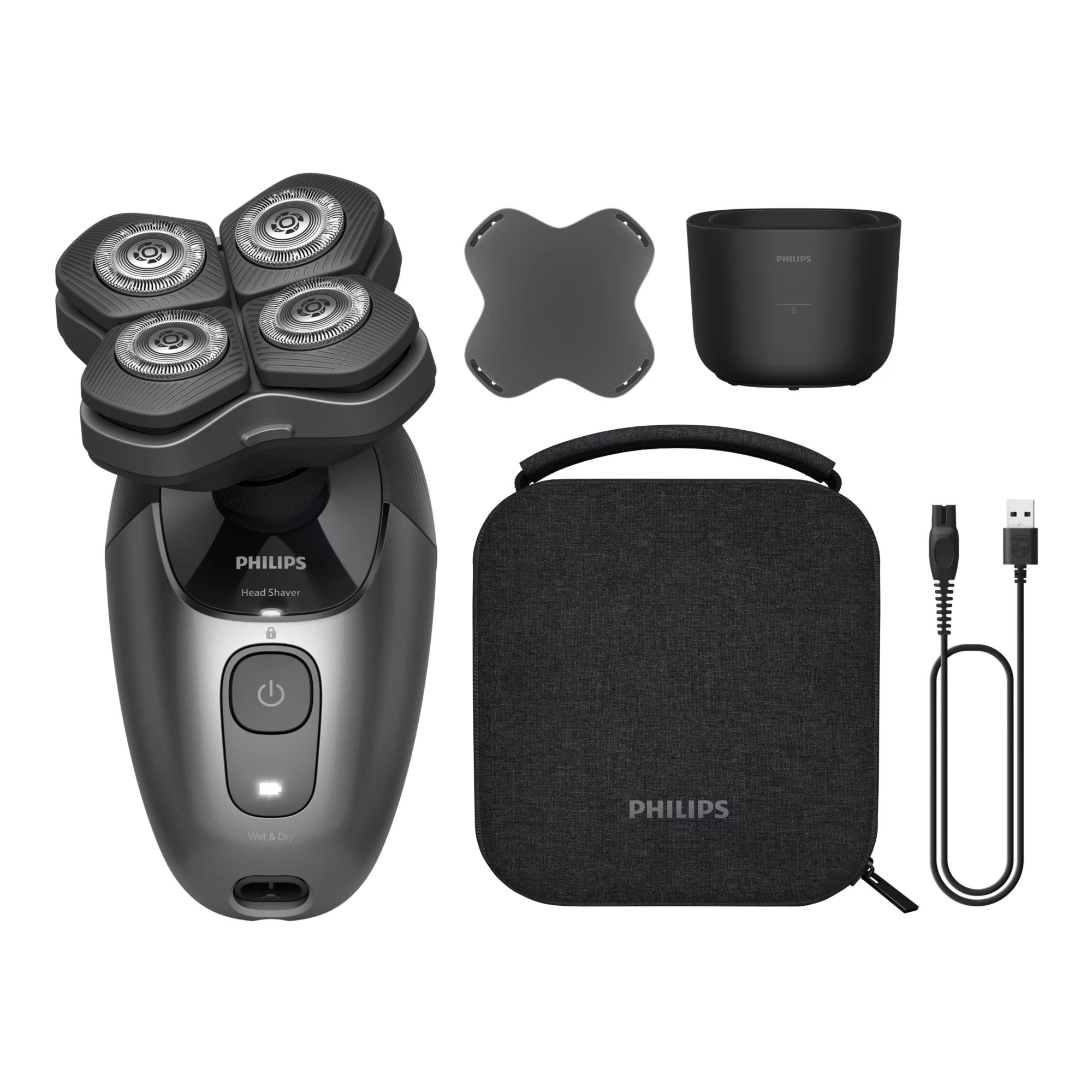 Philips 7000 series Head Shaver Pro HS7980/15 - Black, Wet & Dry, 90 min. Use Time