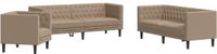 vidaXL 3-delige Loungeset Chesterfield-stijl Kunstleer Cappuccinokleur
