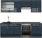 Vicco Fame-Line Unité de cuisine complète – 240 cm, WB anthracite bleu foncé laqué brillant/anthracite