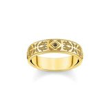 Thomas Sabo TR2455-414-39-56 Ring Unisex 925 Zilver Geel Verguld Zwart Zirkoon Maat 56