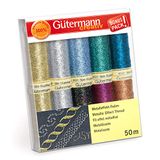 Gütermann creativ Naaigarenset met 10 spoelen metaaleffect draad W331 50 m in glinsterende kleuren