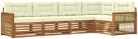 vidaXL - Hoek loungeset - 5 zitplekken - Natuurlijk en crème - Acacia hout