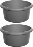 Whitefurze kleine Afwasteil/afwasbak - 2x - 4 liter - grijs - 27 x 27 x 13 cm - rond - kunststof