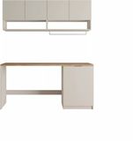 Vente-unique Wasmeubels voor wasmachine met werkblad - L182 cm - Kasjmier en licht naturel - NATAJI