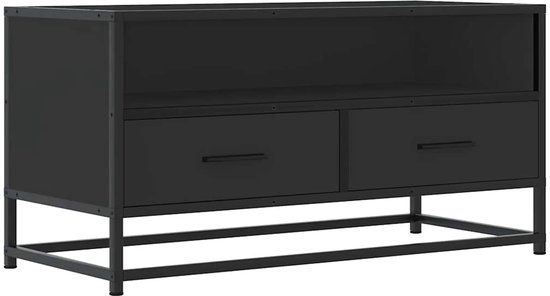 vidaXL Tv-meubel - 80x34,5x40 cm - Zwart - Hout & Metaal