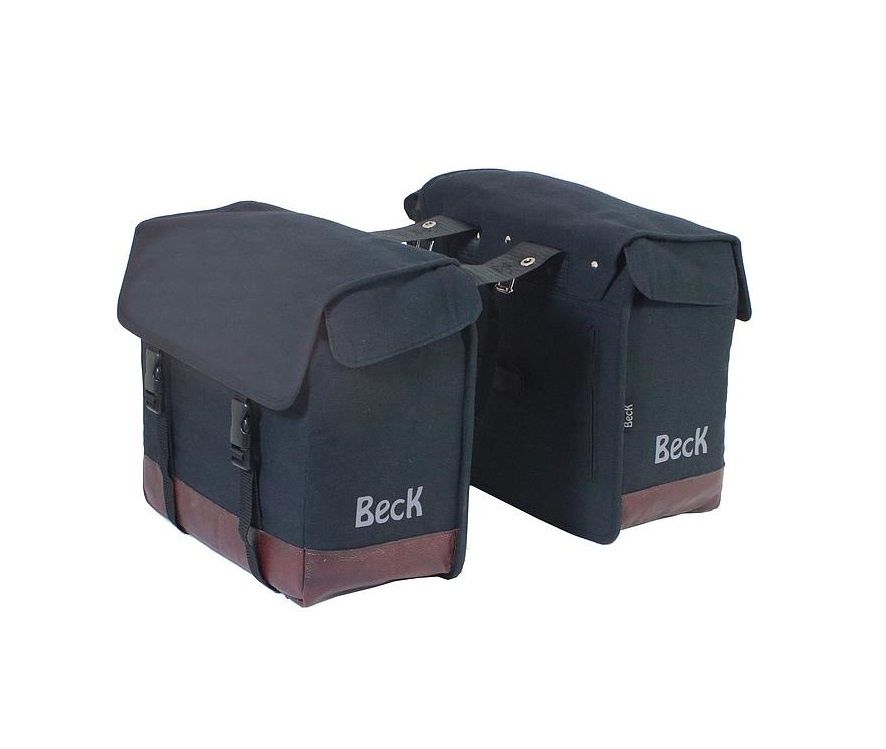 Beck Dubbele fietstas Natural 38L Zwart