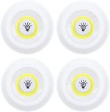 Home Deco Factory Kastlampen rond - set 4x - dimmer - LED lampen - wit - D9 cm - zelfklevend
