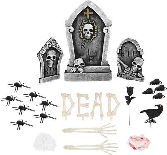 Boland - Decoratieset Grafsteen - Horror - Skelet - Beenderen - Grafstenen - Halloween versiering binnen & buiten