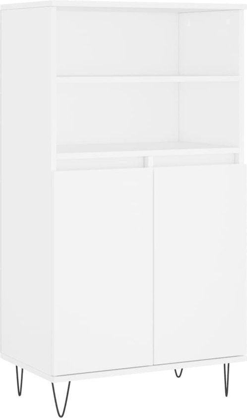 vidaXL Hoge Kast 60x36x110 cm Bewerkt Hout Wit