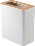 Shenzhen Haorui Industrial Technology Co., Ltd. Poubelle 10L, rectangulaire, blanc, acier/bois, design minimaliste, 28 x 15 x 30 cm (LxlxH)