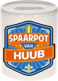 Bellatio Decorations Kinder spaarpot met naam - Huub - keramiek - wit