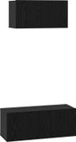 vidaXL Tv-meubelset - 2 stuks - Zwart eiken - Bewerkt hout
