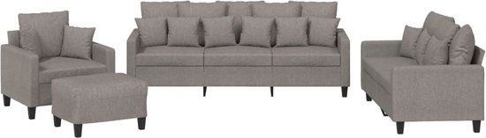 vidaXL 4-delige Loungeset met kussens stof taupe