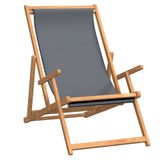 VidaXL Fauteuil de jardin Assise capitonnée Polyester, Teck Gris