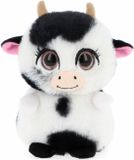 Keel Toys Peluche petite vache - tissu peluche doux - peluches de qualité supérieure - blanc/noir - 14 cm - peluches de ferme