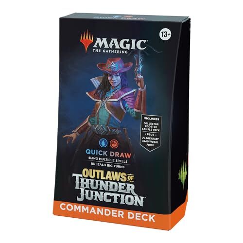 Magic: The Gathering Magic: The Gathering Outlaws of Thunder Junction Commander-deck: Quick Draw (deck met 100 kaarten, Collector Booster-promotiepakje met 2 kaarten + accessoires) (Engelse Versie)