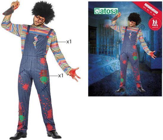 Volledig verkleedpak - Grappig en Fout - Unisex - Zwart/Wit/Blauw/Groen - XL