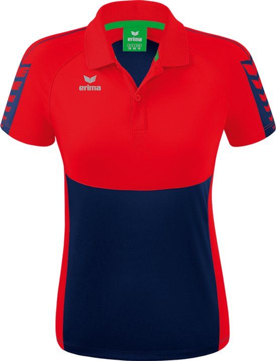 Erima Six Wings Polo Dames - New Navy / Rood - Maat 38